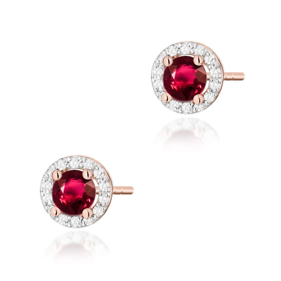Kolczyki z rubinem 2 x 0,60 ct K0509 – różowe złoto próby 585 – widok produktu 1