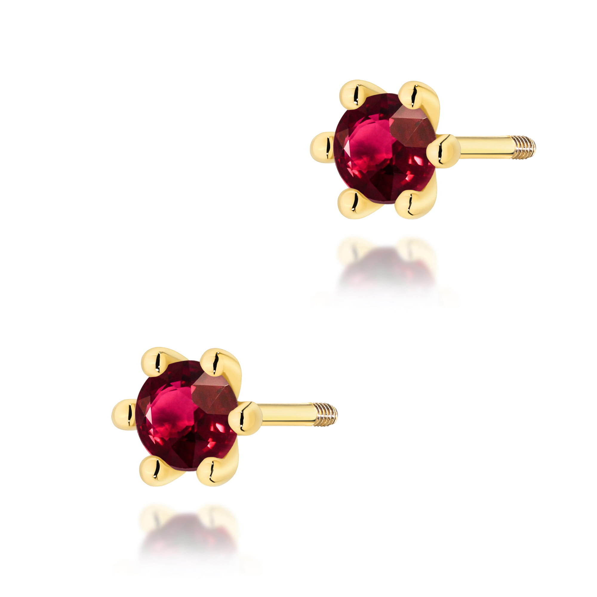 Kolczyki z rubinem 2 x 0,15 ct K0222 – żółte złoto próby 585 – widok produktu 1
