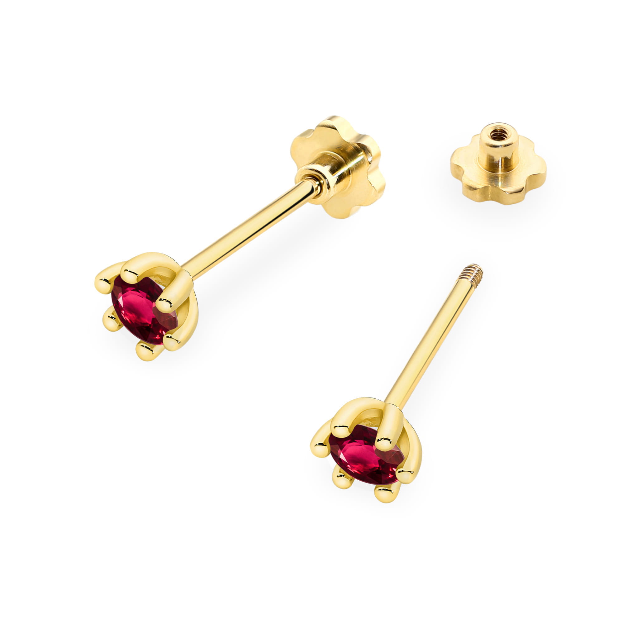 Kolczyki z rubinem 2 x 0,15 ct K0222 – żółte złoto próby 585 – widok produktu 2