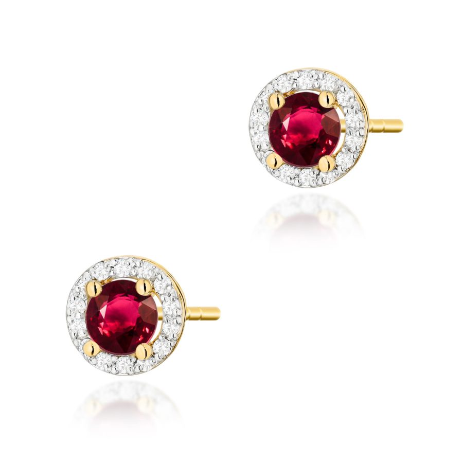 Kolczyki z rubinem 2 x 0,60 ct K0509 – żółte złoto próby 585 – widok produktu 1