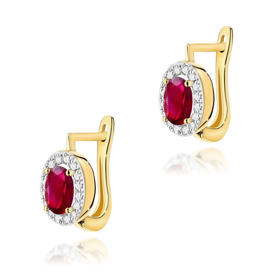 Kolczyki z rubinem 2 x 0,60 ct K0574 – żółte złoto próby 585 – widok produktu 1