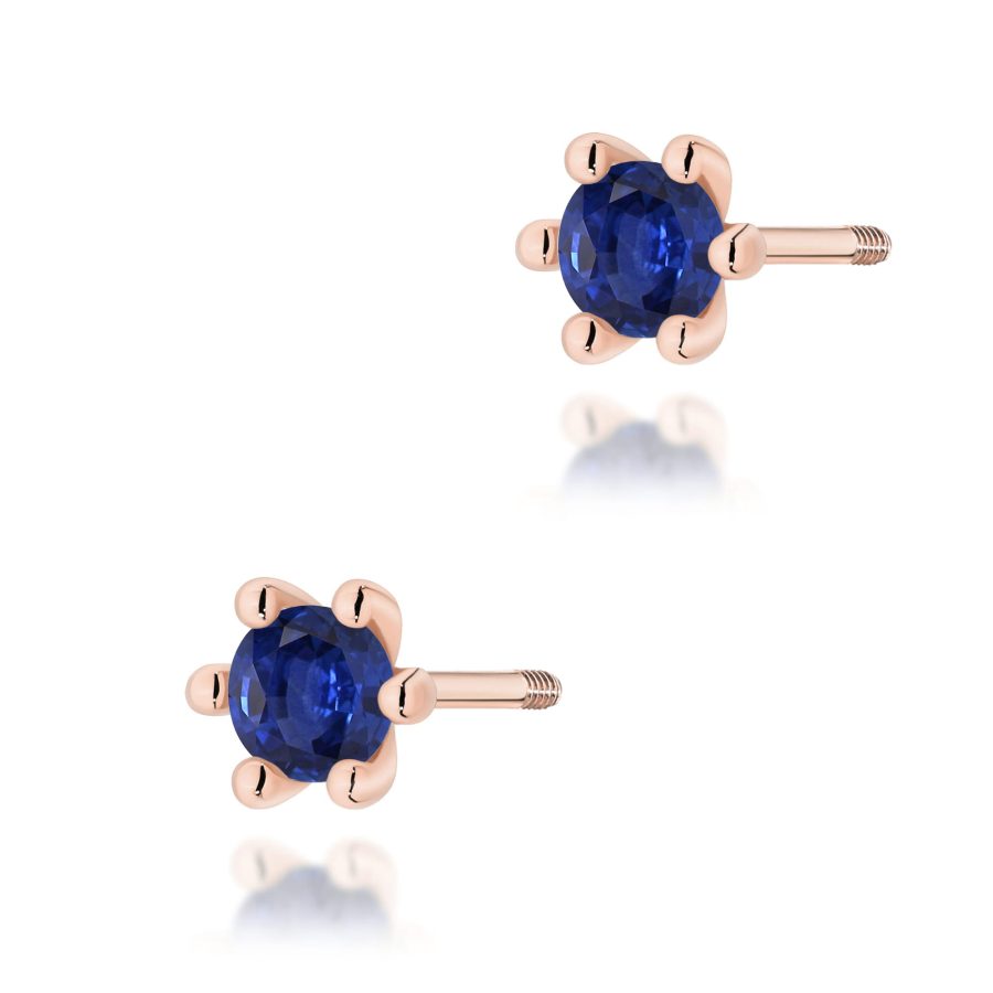 Kolczyki z szafirem 2 x 0,15 ct K0222 – różowe złoto próby 585 – widok produktu 1