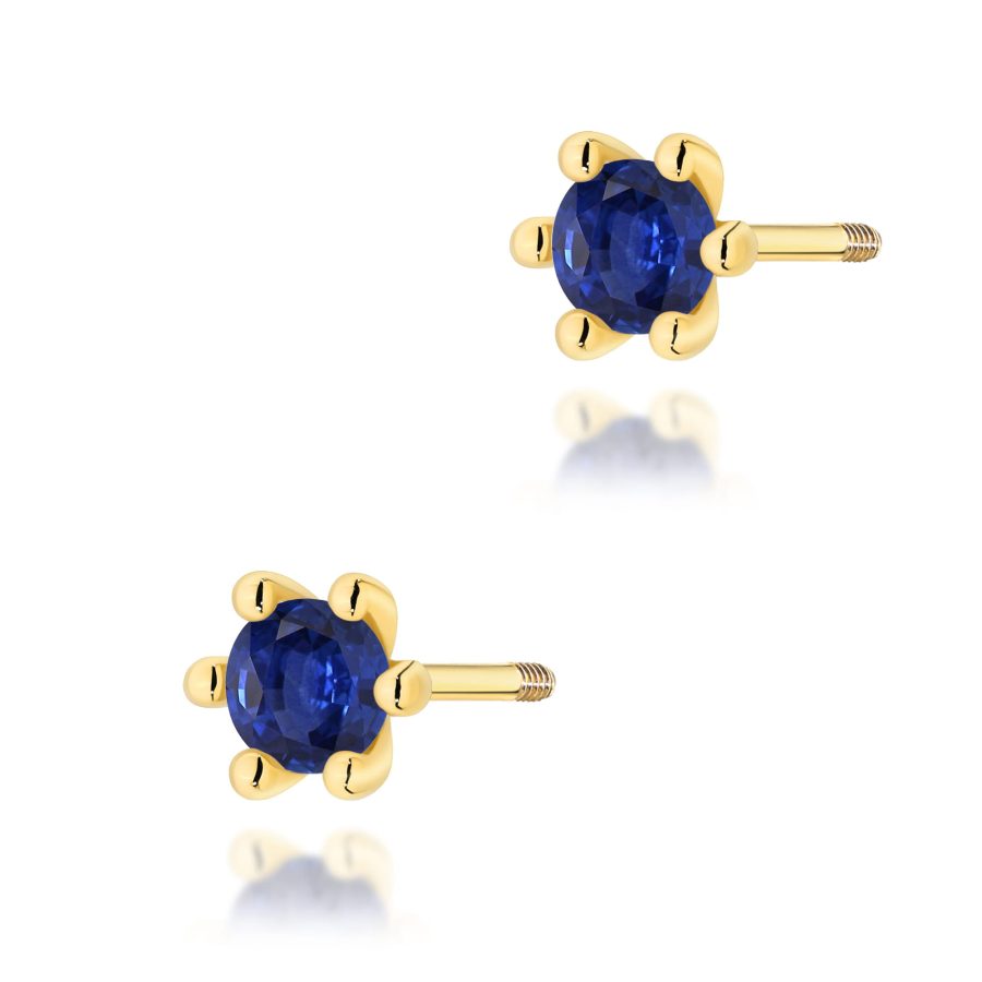Kolczyki z szafirem 2 x 0,15 ct K0222 – żółte złoto próby 585 – widok produktu 1