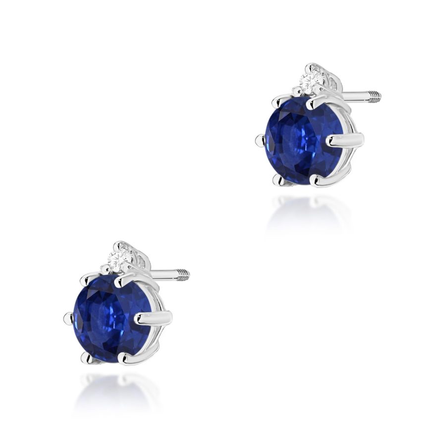 Kolczyki z szafirem 2 x 0,50 ct K0076 – białe złoto próby 585 – widok produktu 1