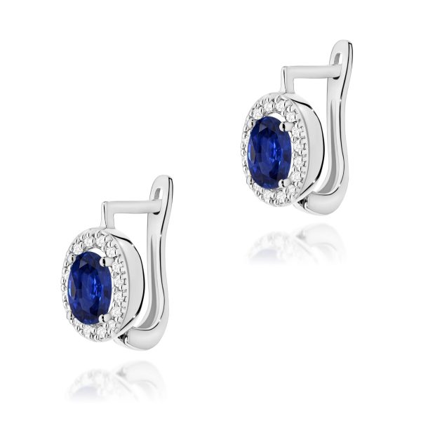 Kolczyki z szafirem 2 x 0,70 ct K0574 – białe złoto próby 585 – widok produktu 1