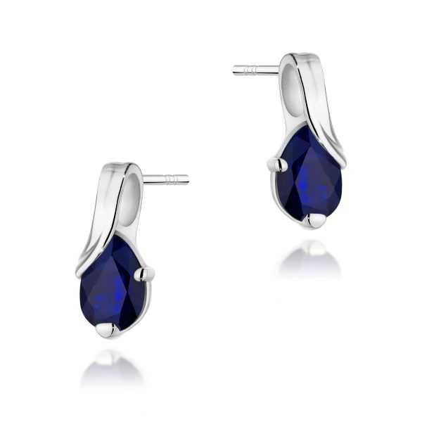 Kolczyki z szafirem 2 x 0,60 ct K0578 – białe złoto próby 585 – widok produktu 1