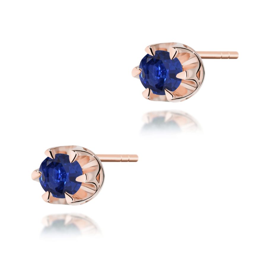 Kolczyki z szafirem 2 x 0,15 ct K0032 – różowe złoto próby 585 – widok produktu 1