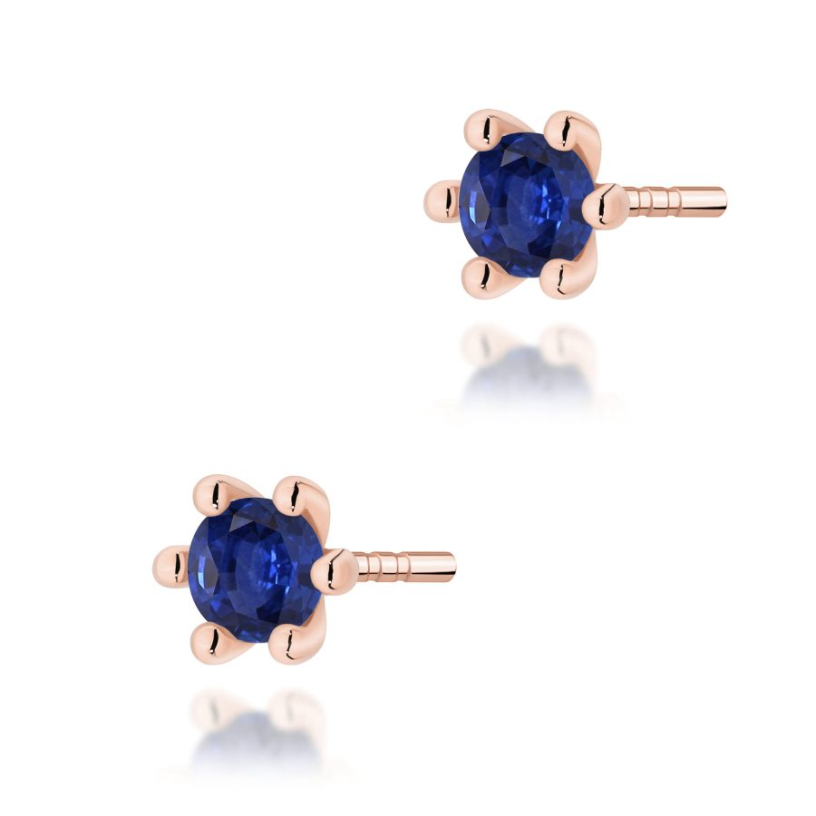 Kolczyki z szafirem 2 x 0,15 ct K0222 – różowe złoto próby 585 – widok produktu 1
