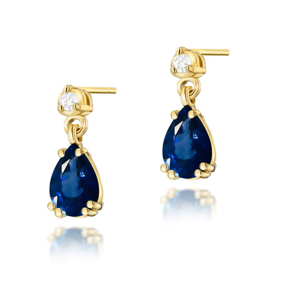 Kolczyki z szafirem 2 x 0,60 ct K0006 – żółte złoto próby 585 – widok produktu 1