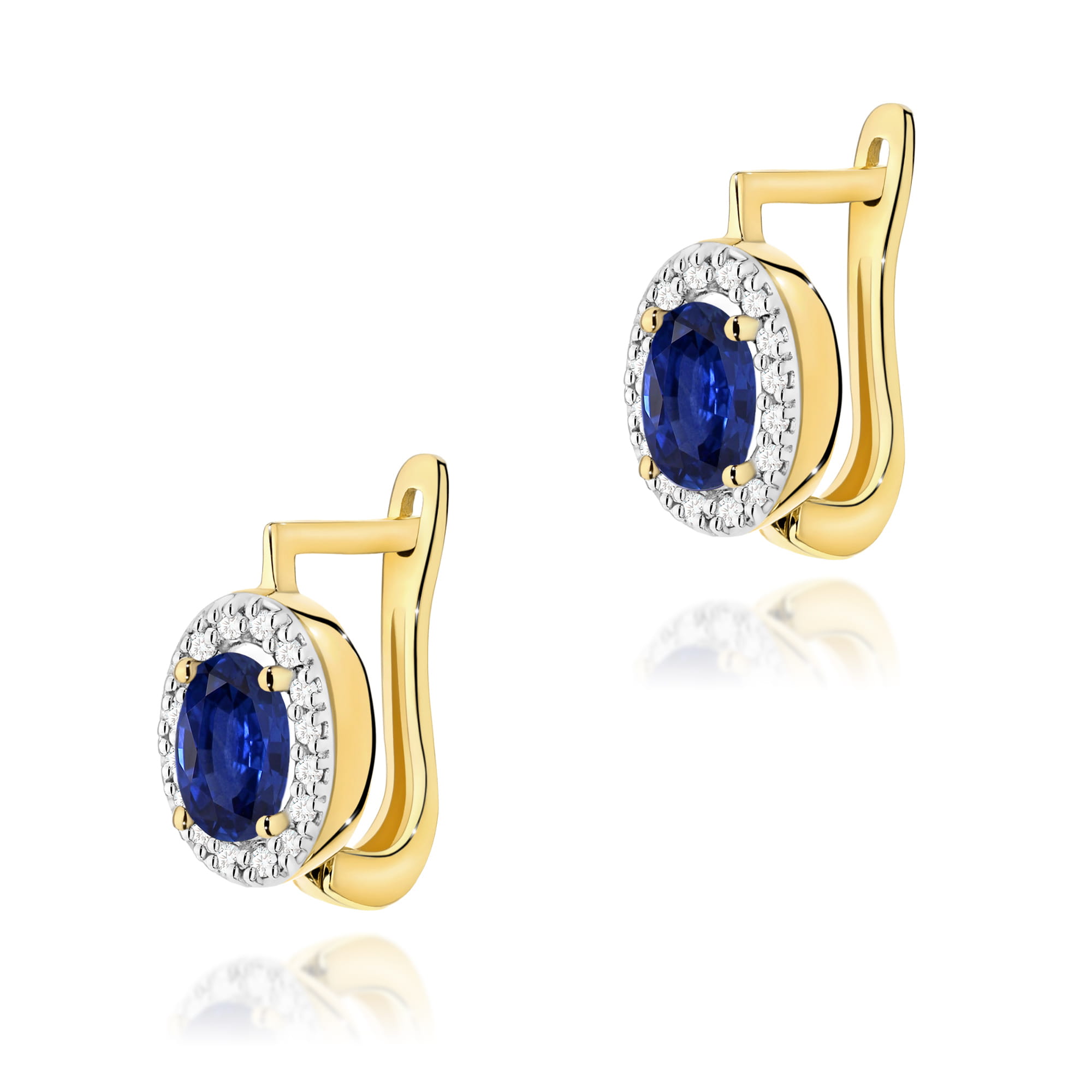 Kolczyki z szafirem 2 x 0,70 ct K0574 – żółte złoto próby 585 – widok produktu 1
