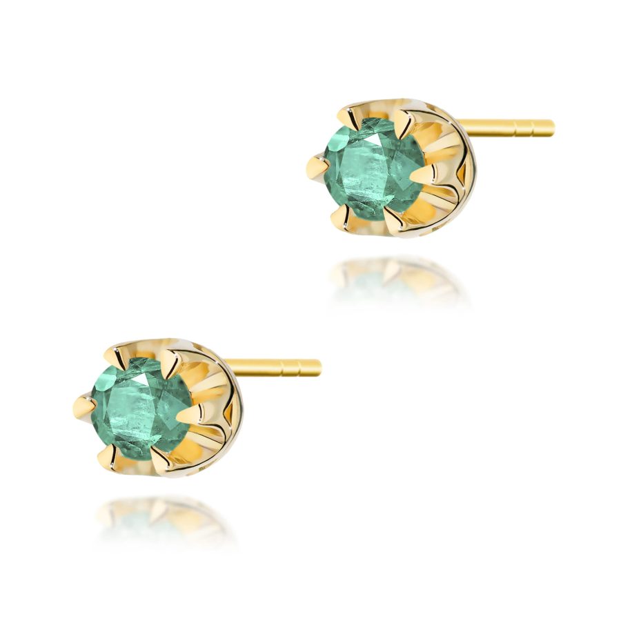 Kolczyki z szmaragdem 2 x 0,15 ct K0032 – żółte złoto próby 585 – widok produktu 1