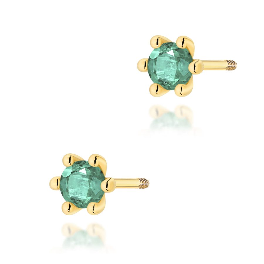 Kolczyki z szmaragdem 2 x 0,15 ct K0222 – żółte złoto próby 585 – widok produktu 1
