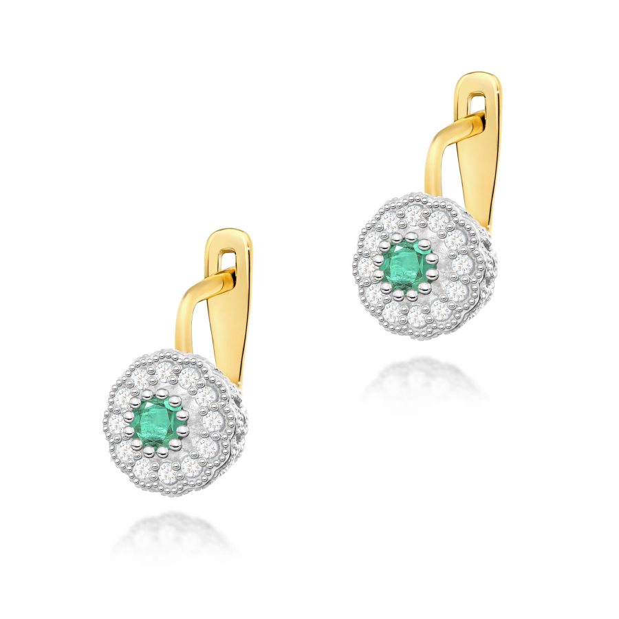 Kolczyki z szmaragdem 2 x 0,30 ct K0284 – żółte złoto próby 585 – widok produktu 1