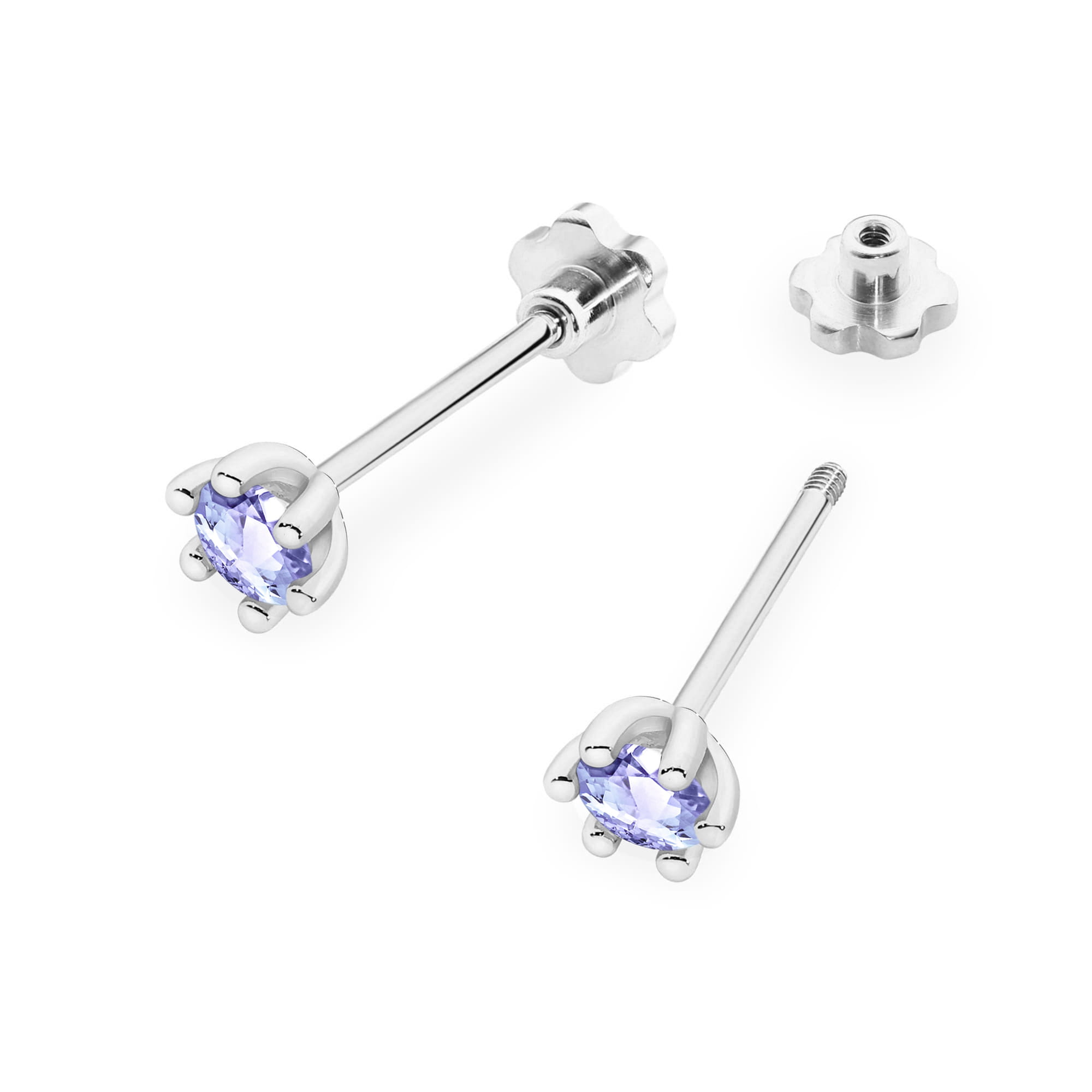 Kolczyki z tanzanitem 0,15 ct K0222 – białe złoto próby 585 – widok produktu 2