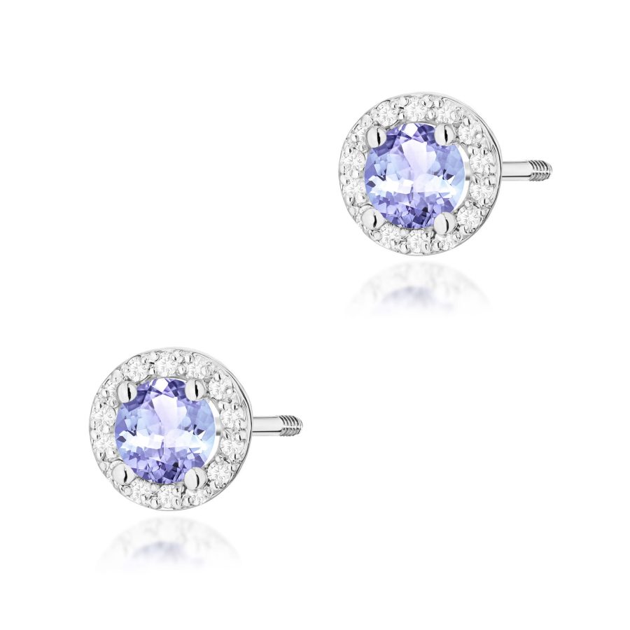 Kolczyki z tanzanitem 2 x 0,50 ct K0509 – białe złoto próby 585 – widok produktu 1
