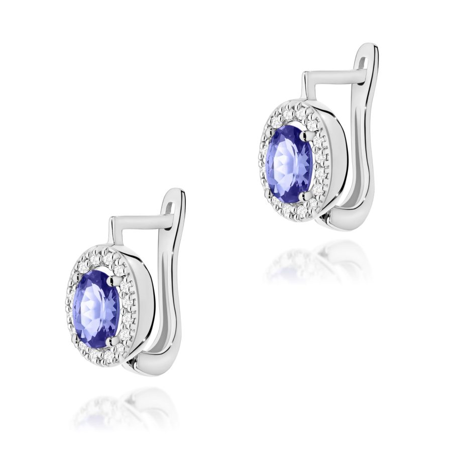 Kolczyki z tanzanitem 2 x 0,40 ct K0574 – białe złoto próby 585 – widok produktu 1