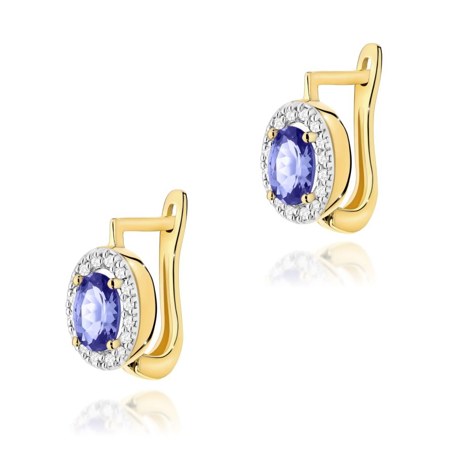 Kolczyki z tanzanitem 2 x 0,40 ct K0574 – żółte złoto próby 585 – widok produktu 1