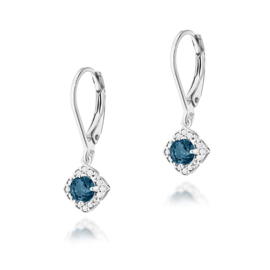 Kolczyki z kamieniem topaz london blue 2 x 0,30 ct K0571 – białe złoto próby 585 – widok produktu 1