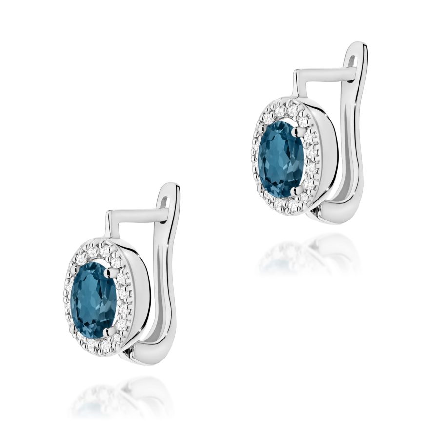 Kolczyki z kamieniem topaz london blue 2 x 0,50 ct K0574 – białe złoto próby 585 – widok produktu 1