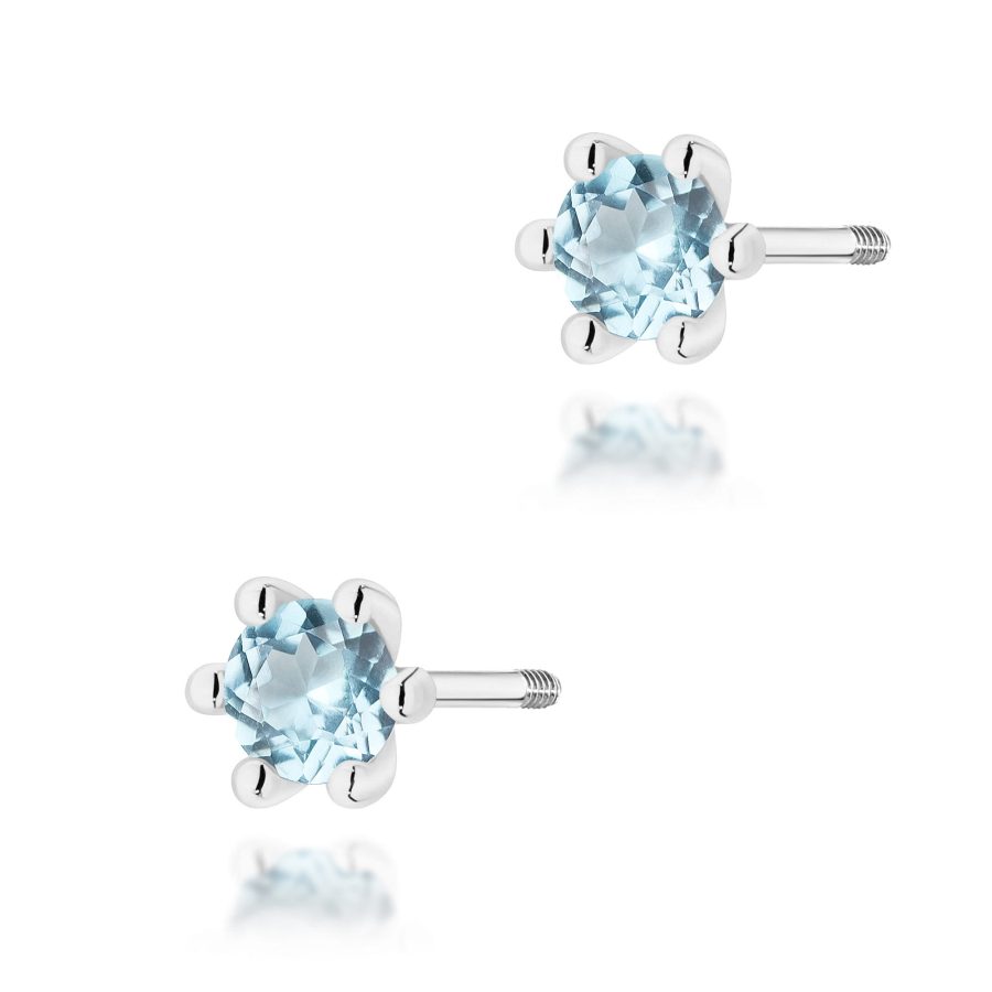 Kolczyki z kamieniem topaz swiss 0,15 ct K0222 – białe złoto próby 585 – widok produktu 1