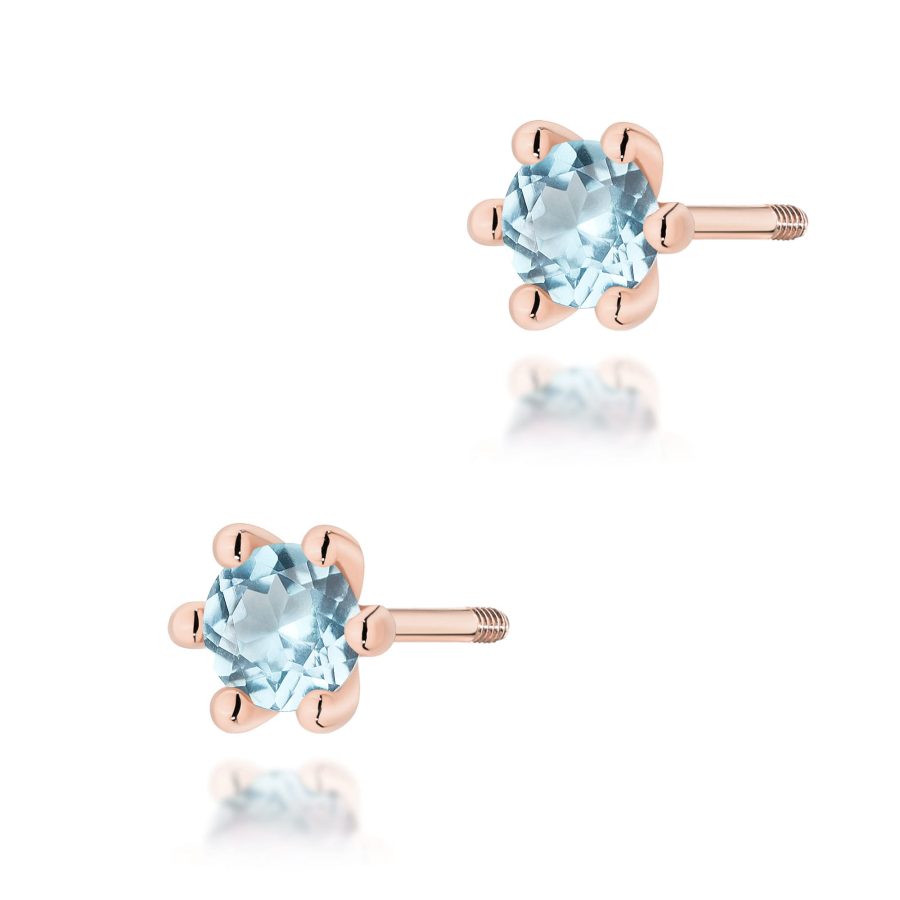 Kolczyki z kamieniem topaz swiss 0,15 ct K0222 – różowe złoto próby 585 – widok produktu 1