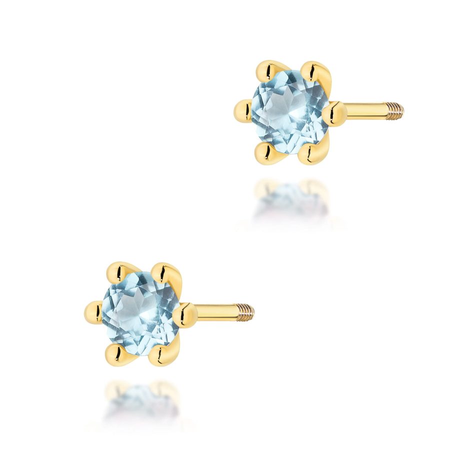 Kolczyki z kamieniem topaz swiss 0,15 ct K0222 – żółte złoto próby 585 – widok produktu 1