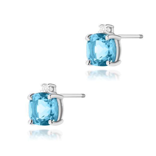 Kolczyki z kamieniem topaz swiss 2 x 1,10 ct K0573 – białe złoto próby 585 – widok produktu 1