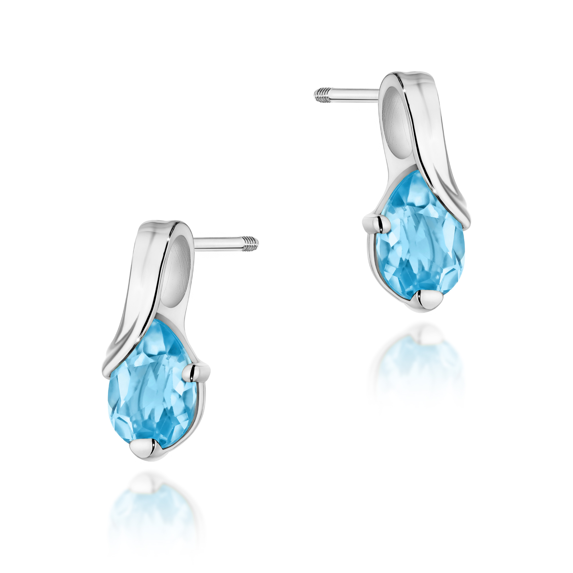 Kolczyki z kamieniem topaz swiss 2 x 0,90 ct K0578 – białe złoto próby 585 – widok produktu 1