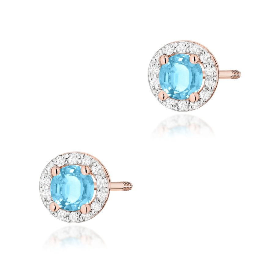 Kolczyki z kamieniem topaz swiss 2 x 0,50 ct K0509 – różowe złoto próby 585 – widok produktu 1