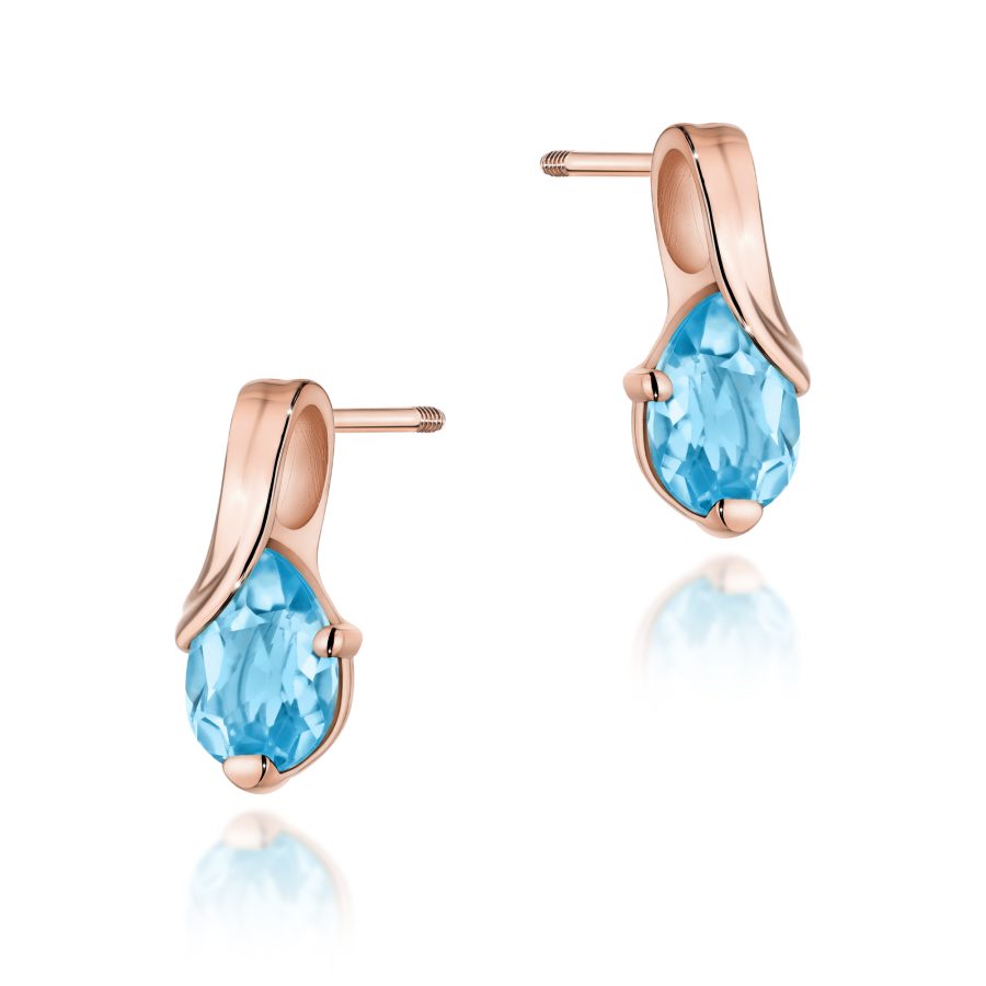 Kolczyki z kamieniem topaz swiss 2 x 0,90 ct K0578 – różowe złoto próby 585 – widok produktu 1