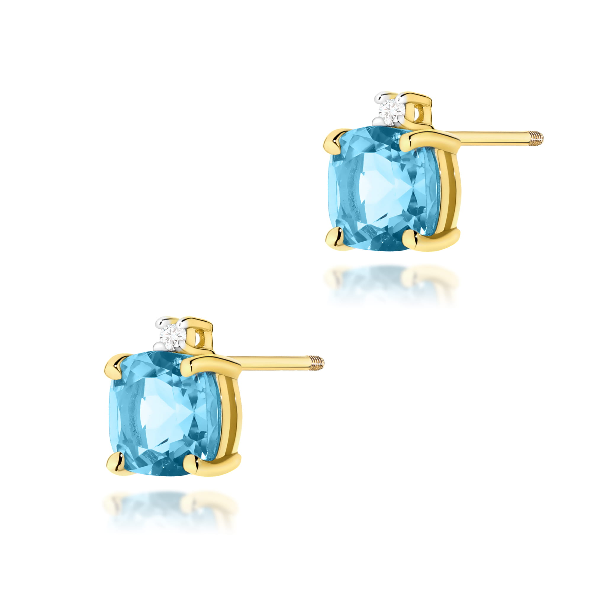 Kolczyki z kamieniem topaz swiss 2 x 1,10 ct K0573 – żółte złoto próby 585 – widok produktu 1
