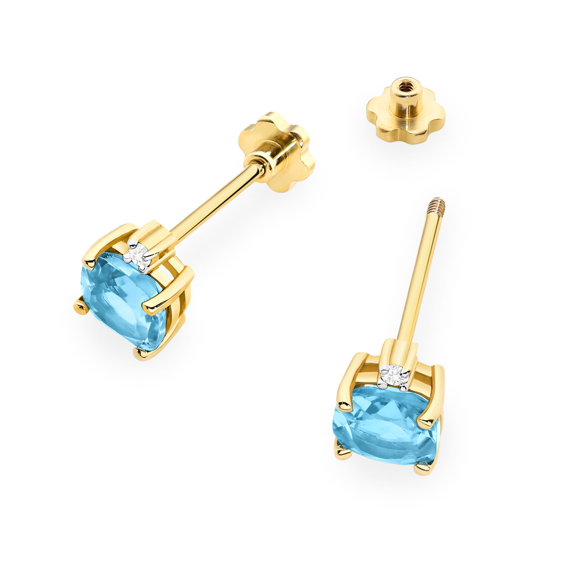 Kolczyki z kamieniem topaz swiss 2 x 1,10 ct K0573 – żółte złoto próby 585 – widok produktu 2