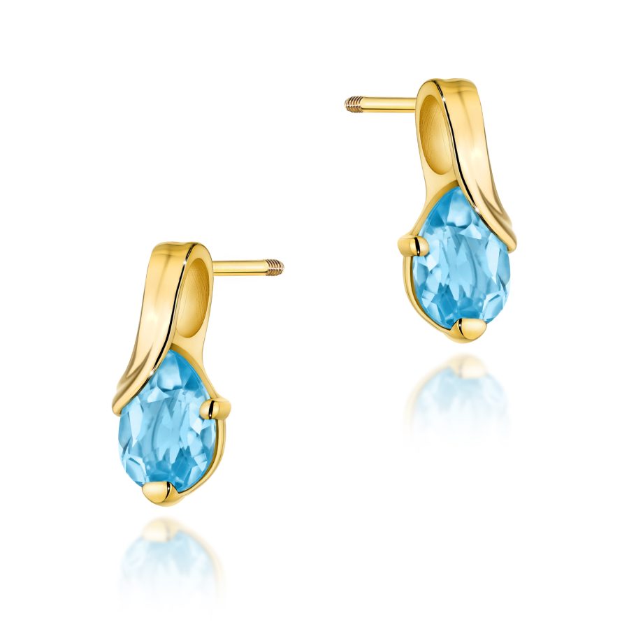 Kolczyki z kamieniem topaz swiss 2 x 0,90 ct K0578 – żółte złoto próby 585 – widok produktu 1
