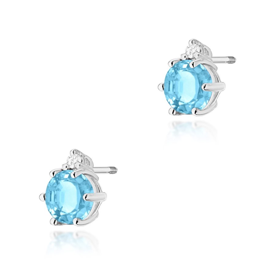 Kolczyki z kamieniem topaz swiss 2 x 0,50 ct K0076 – białe złoto próby 585 – widok produktu 1