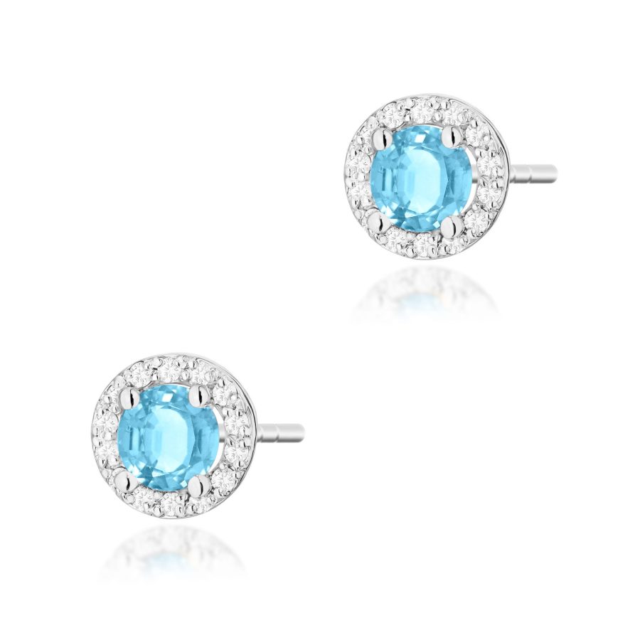 Kolczyki z kamieniem topaz swiss 2 x 0,50 ct K0509 – białe złoto próby 585 – widok produktu 1