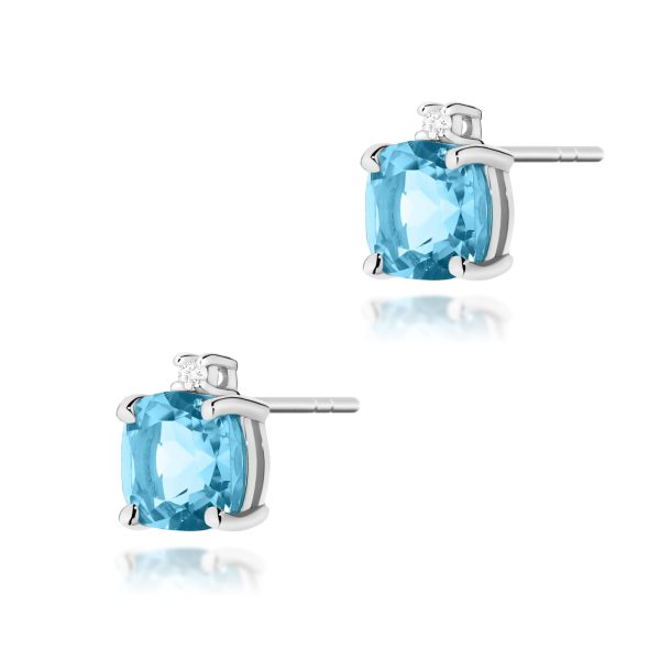 Kolczyki z kamieniem topaz swiss 2 x 1,10 ct K0573 – białe złoto próby 585 – widok produktu 1