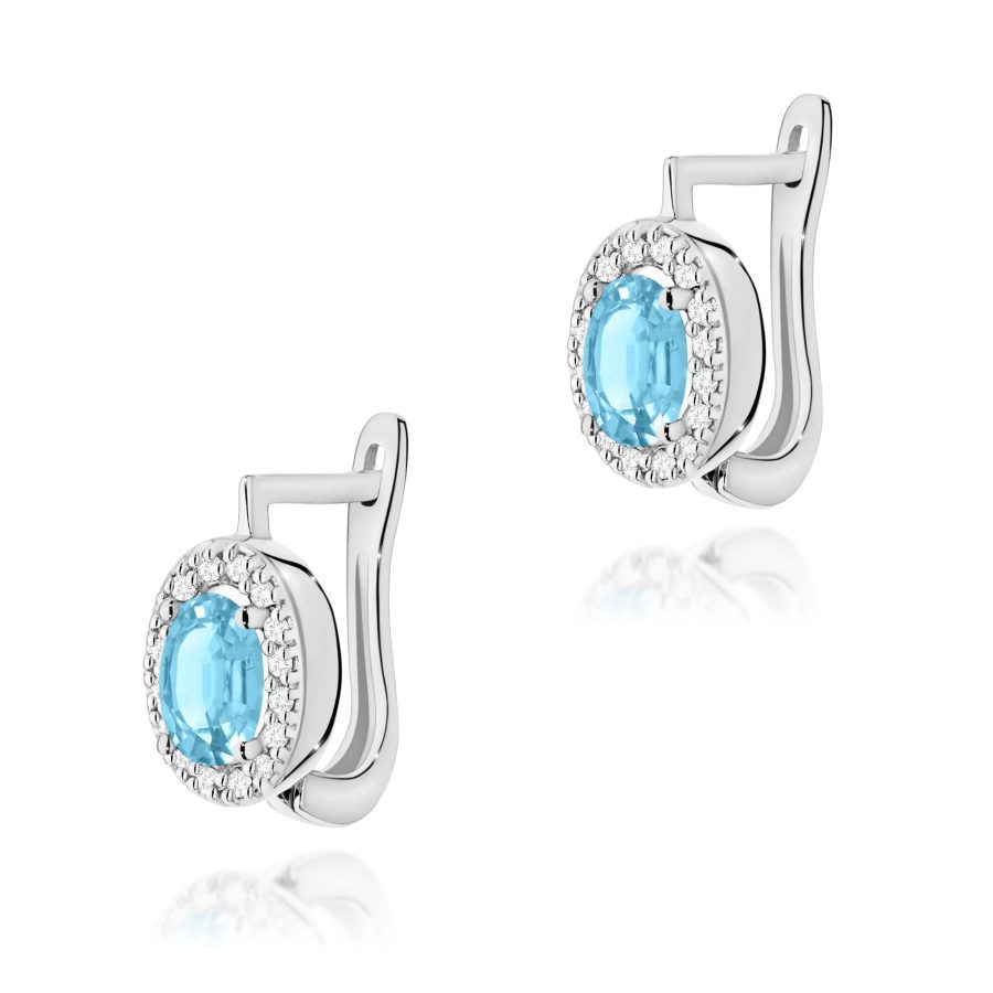 Kolczyki z kamieniem topaz swiss 2 x 0,50 ct K0574 – białe złoto próby 585 – widok produktu 1