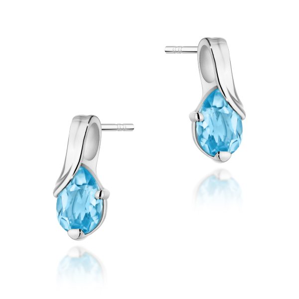 Kolczyki z kamieniem topaz swiss 2 x 0,90 ct K0578 – białe złoto próby 585 – widok produktu 1