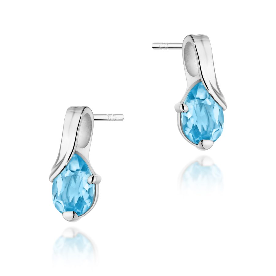 Kolczyki z kamieniem topaz swiss 2 x 0,90 ct K0578 – białe złoto próby 585 – widok produktu 1