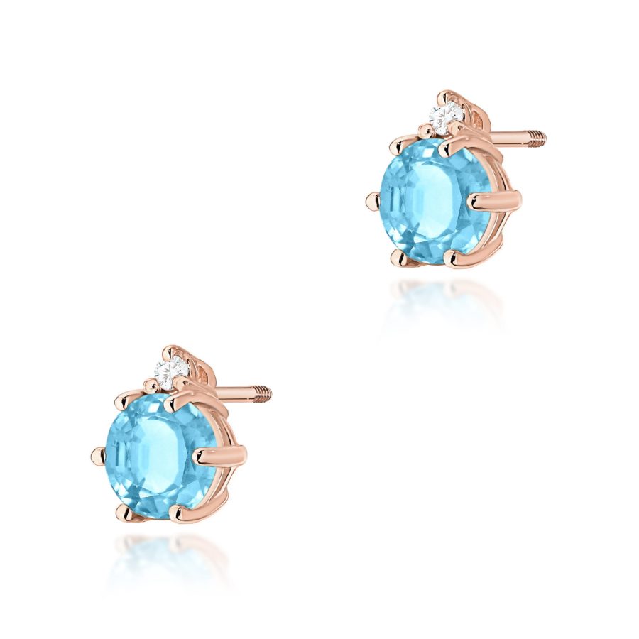 Kolczyki z kamieniem topaz swiss 2 x 0,50 ct K0076 – różowe złoto próby 585 – widok produktu 1