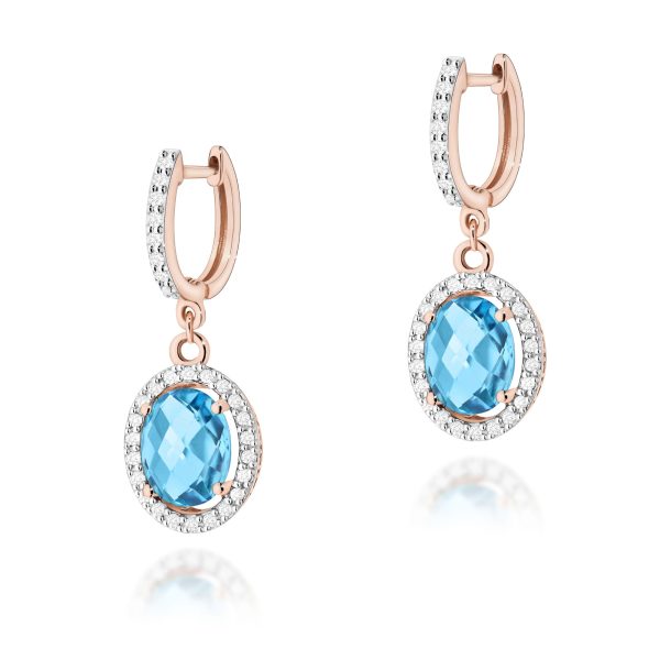 Kolczyki z kamieniem topaz swiss 2 x 1,70 ct K0080 – różowe złoto próby 585 – widok produktu 1