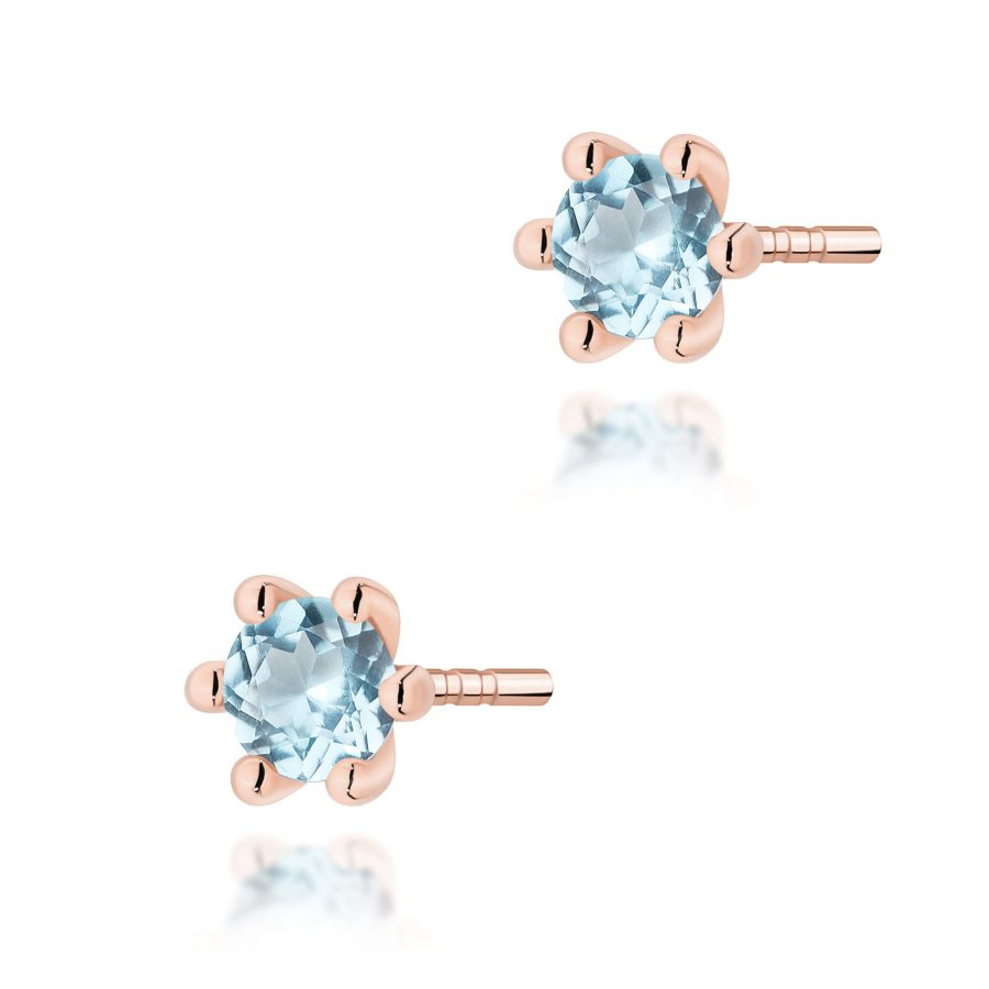 Kolczyki z kamieniem topaz swiss 0,15 ct K0222 – różowe złoto próby 585 – widok produktu 1