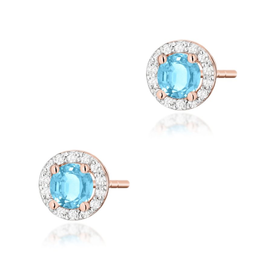 Kolczyki z kamieniem topaz swiss 2 x 0,50 ct K0509 – różowe złoto próby 585 – widok produktu 1