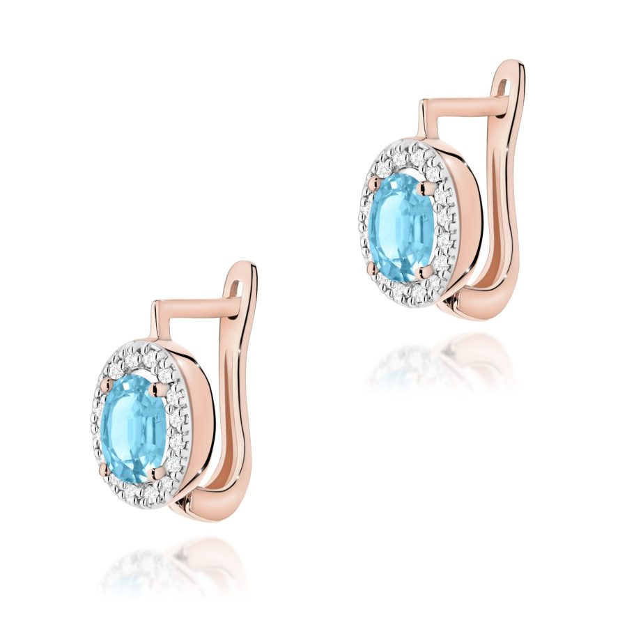 Kolczyki z kamieniem topaz swiss 2 x 0,50 ct K0574 – różowe złoto próby 585 – widok produktu 1
