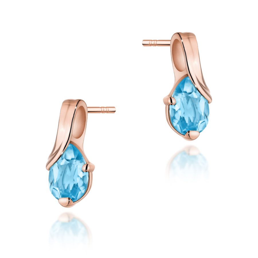 Kolczyki z kamieniem topaz swiss 2 x 0,90 ct K0578 – różowe złoto próby 585 – widok produktu 1