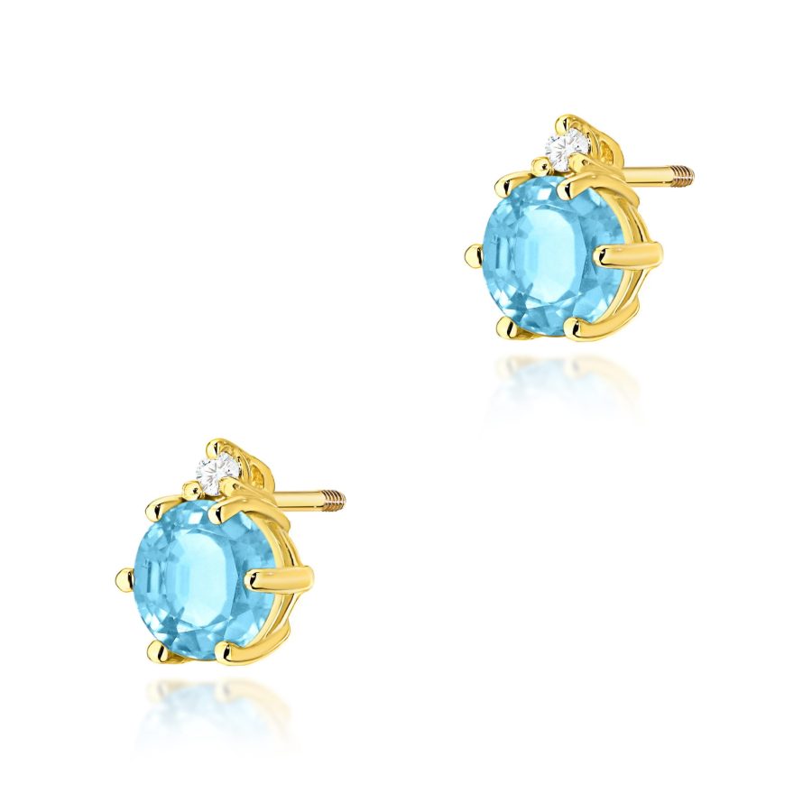Kolczyki z kamieniem topaz swiss 2 x 0,50 ct K0076 – żółte złoto próby 585 – widok produktu 1