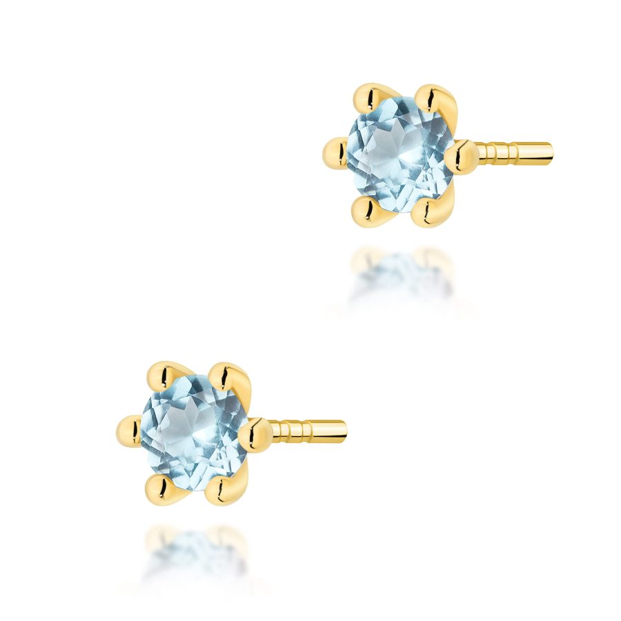 Kolczyki z kamieniem topaz swiss 0,15 ct K0222 – żółte złoto próby 585 – widok produktu 1