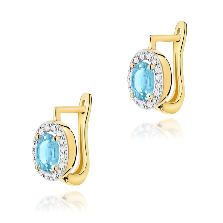 Kolczyki z kamieniem topaz swiss 2 x 0,50 ct K0574 – żółte złoto próby 585 – widok produktu 1