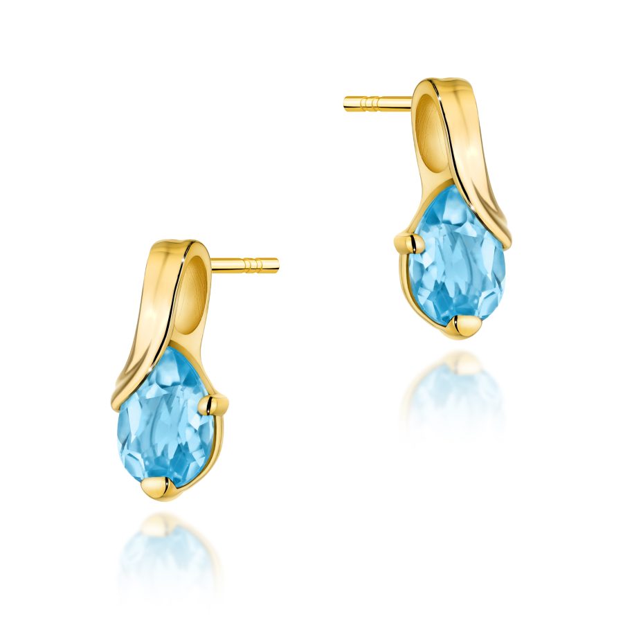 Earrings with topaz Swiss 2 × 0,90 ct in yellow gold 585, stud – product image 1