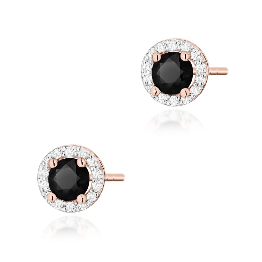 Kolczyki z czarnym diamentem 2 x 0,50 ct K0509 – różowe złoto próby 585 – widok produktu 1